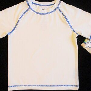 New OP Rash-guard UPF 50+ Boys White Short Sleeve Swim Top Beachwear Toddler 24m